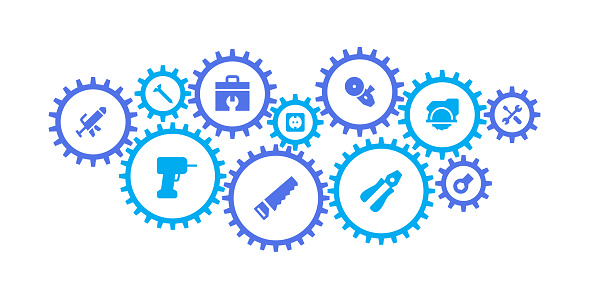 Gear mechanism and construction market icons