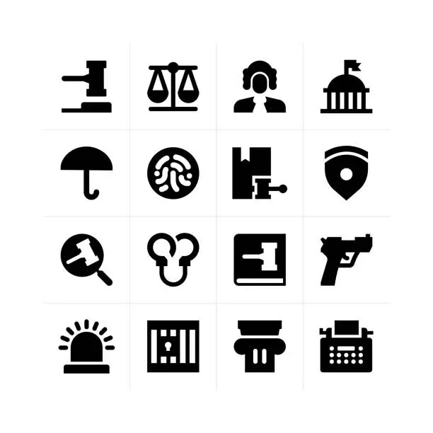Vector illustration of Law and justice icons