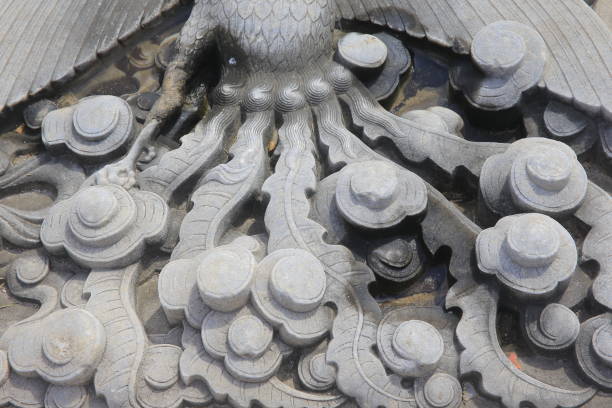 Vintage ornament on the stone. Close-up seamless texture. Stone texture. Pattern on the stone. Embossed pattern.