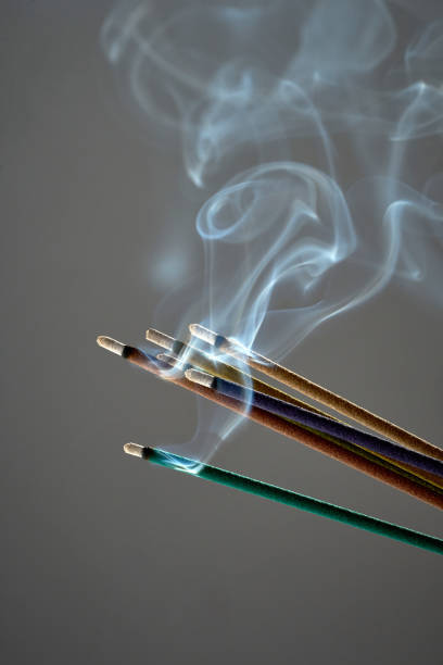 Burning incense sticks. Meditation and aromatherapy.