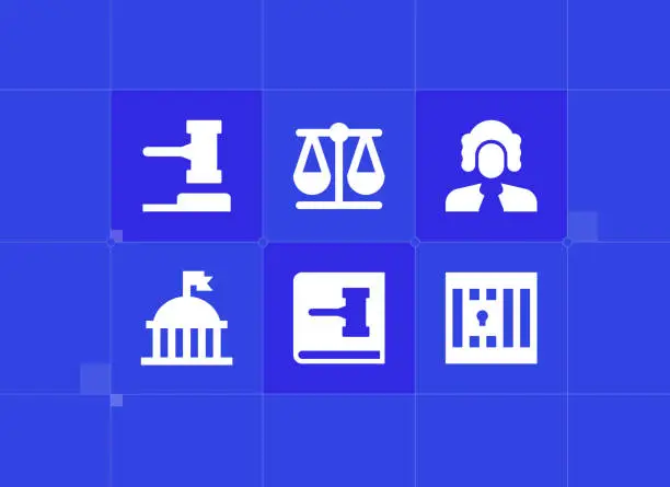 Vector illustration of Law and justice icons