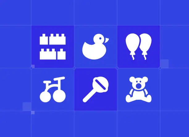 Vector illustration of Baby toys icons