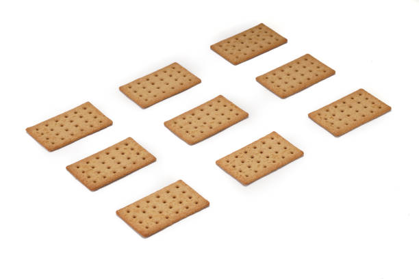 A stack of coffee flavored crackers stock photo