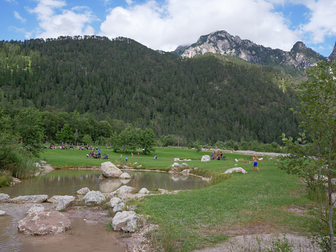 Little Lake near San Vigiliio Marebbe in the Greenery of the Fanes - Sennes - Braies Nature Park, Alpi Mountains, Italy.