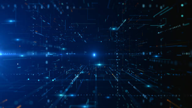 istock Deep blue cyber space with dynamic digital lines and dots, depicting high speed data transfer and network technology. 3d rendering 2039742826