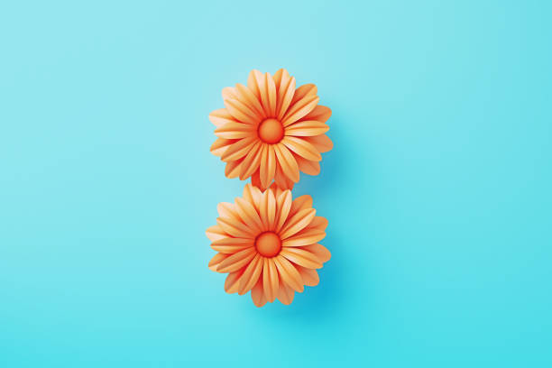 istock Orange Daisies Forming Number 8 On Blue Background 2039761042