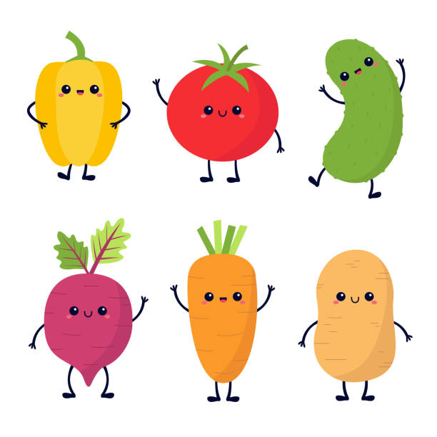 Vegetable icon set. Root, beet, pepper tomato, carrot, potato cucumber. Cute cartoon kawaii character. Smiling face eyes, hands legs. Kids education. Flat design. White background. Isolated. Vegetable icon set. Root, beet, pepper tomato, carrot, potato cucumber. Cute cartoon kawaii character. Smiling face eyes hands legs. Kids education. Flat design. White background. Isolated. Vector tomato face stock illustrations