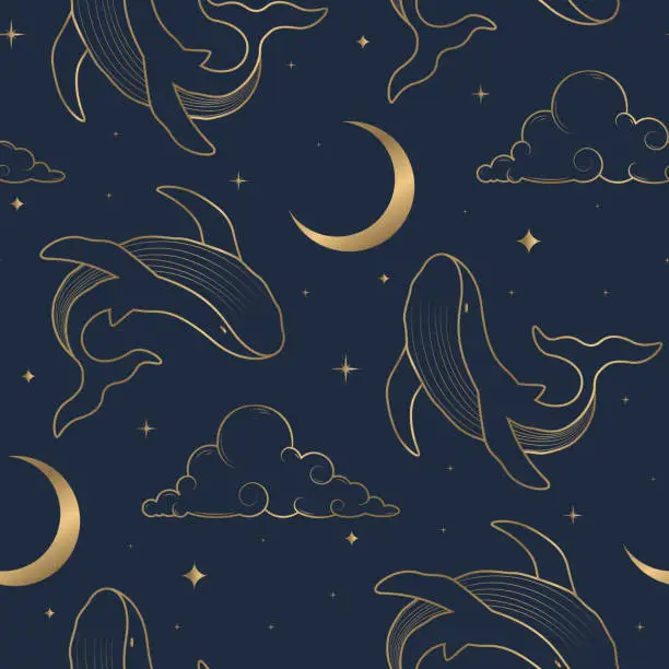 Vector illustration of fantasy seamless pattern