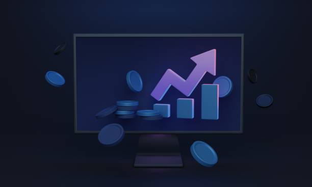 istock Financial growth screen, 3D illustration. Graphs showing profitable market trend 2039772493