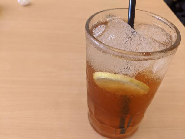 Ice tea in red table