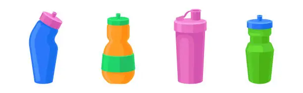 Vector illustration of Water Flask and Thermal Container for Drink Vector Set