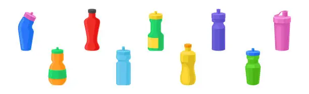 Vector illustration of Water Flask and Thermal Container for Drink Vector Set