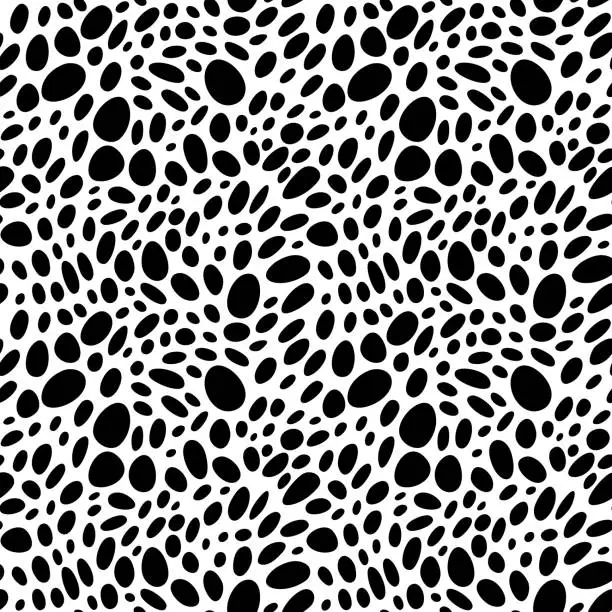 Vector illustration of Abstract irregular brush spots, wild animal skin print, seamless vector pattern, simple geometric