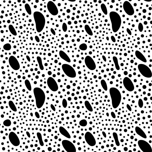 Abstract irregular brush spots, wild animal skin print, seamless vector pattern, simple geometric Abstract irregular brush spots, abstract wild animal skin print, seamless vector pattern, simple irregular geometric design illustration, organic shapes pattern black and white cheetah print stock illustrations