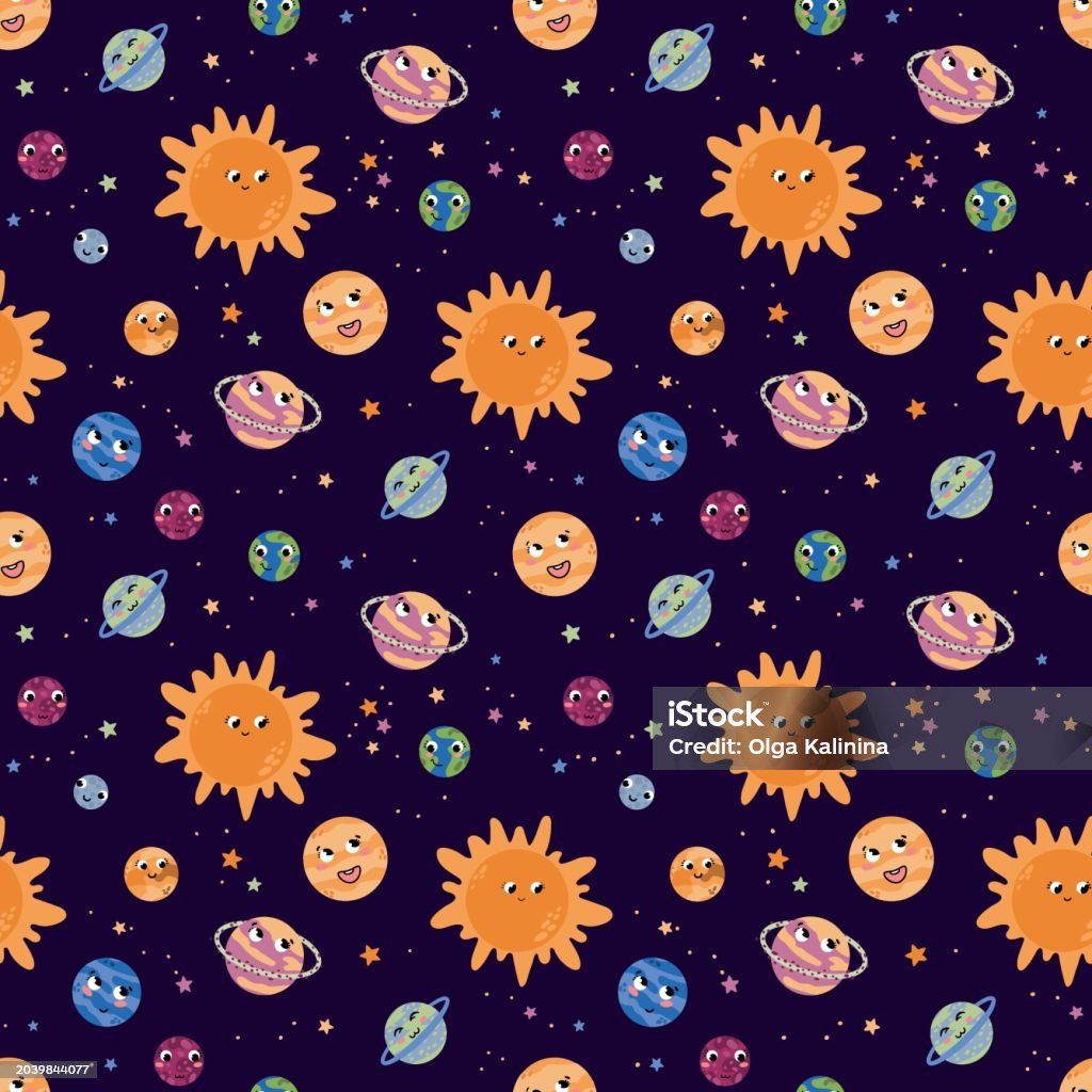 Seamless Solar System Pattern Stock Illustration - Download Image Now ...