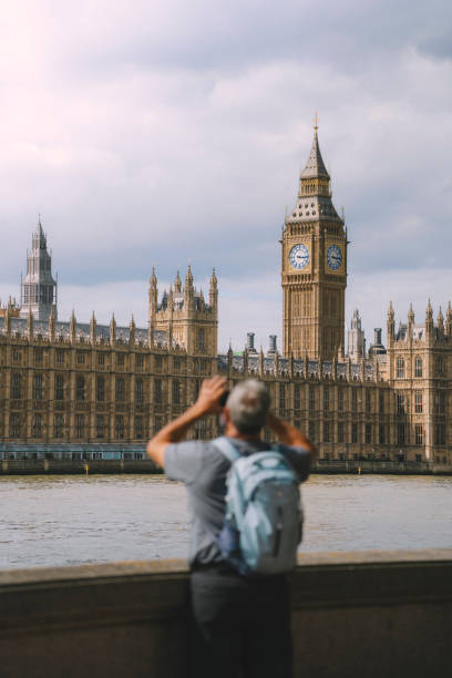 Westminster Big Ben, Iconic symbol of London and the United Kingdom Visitors gather to photograph the Houses of Parliament and Big Ben, London london fashion week stock pictures, royalty-free photos & images