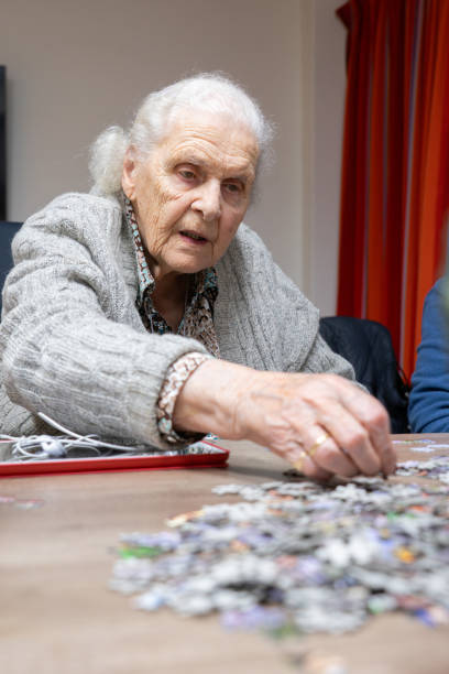 istock Elderly woman doing a puzzle 2039902631