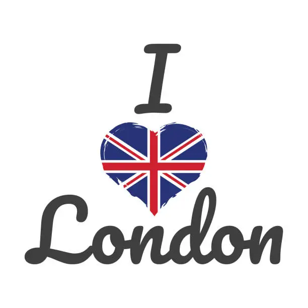Vector illustration of I love London with British flag slogan