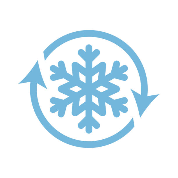 ilustrações de stock, clip art, desenhos animados e ícones de defrost with snowflake and circle arrow - defreeze