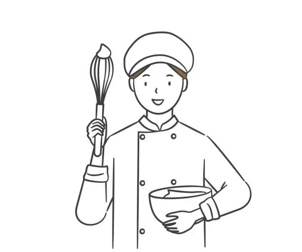 Vector illustration of Pastry chef whisking
