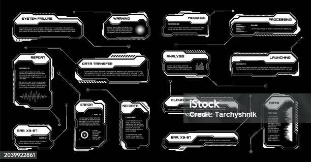 Text Box Ui Examples Games White Futuristic Hud Ui Elements Scifi User Interface Text Boxes ...