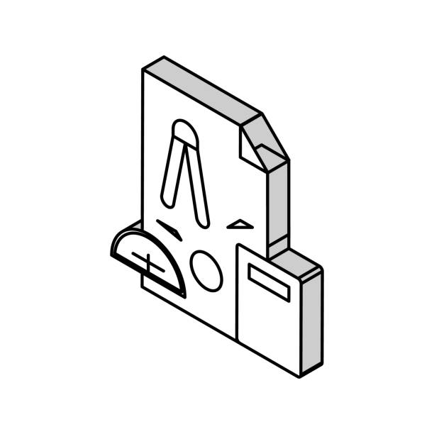 precision drafting architectural drafter isometric icon vector illustration - drafting computer architect office worker点のイラスト素材／クリップアート素材／マンガ素材／アイコン素材