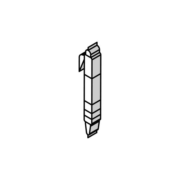 ołówek kreślarski rysownik izometryczna ikona ilustracja wektorowa - drafting computer architect office worker stock illustrations