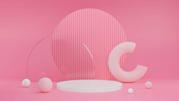 istock 3D Rendering Pink red background with podium abstract decoration 2039961509
