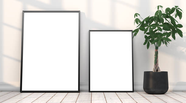 istock abstract mock up room with picture frame as template - 3D Illustration 2039970996