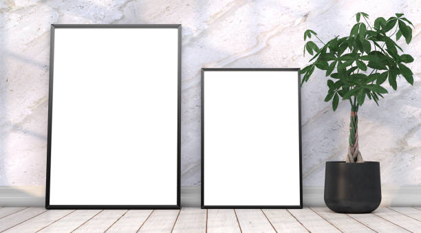 istock abstract mock up room with picture frame as template - 3D Illustration 2039971017