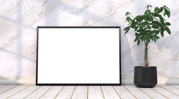 istock abstract mock up room with picture frame as template - 3D Illustration 2039971565