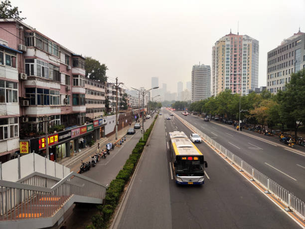Traffic on a main road in Chaoyang district, Beijing.