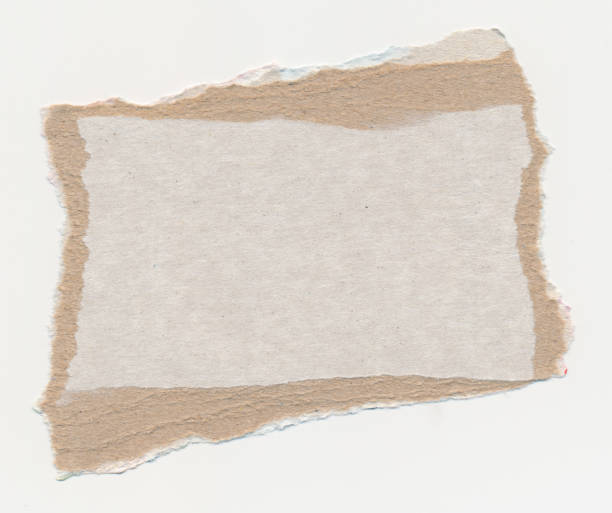 istock Torn piece of cardboard. Blank paper piece for message, reminder, sign, tag, label. Frame. Light torn cardboard blank background for message. Isolated on white background. Design element. Copy space 2039982757