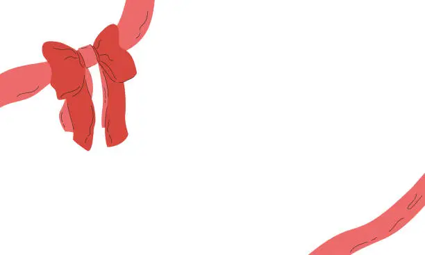 Vector illustration of Lush bow with ribbon in the corner of the banner.