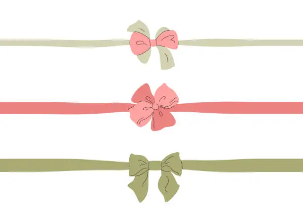 Vector illustration of Set of bowknots with ribbons.