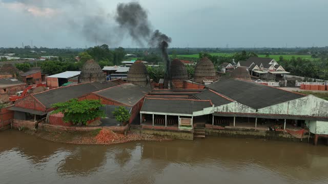 Brick kilns of people in the southwest of Vietnam, Vinh Long province, Vietnam