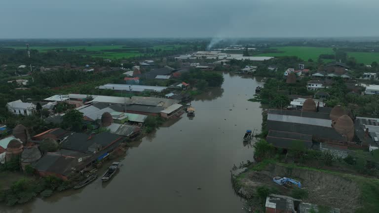 Mang Thit old brick kiln on the bank of a rural river, Vinh Long province, Vietnam