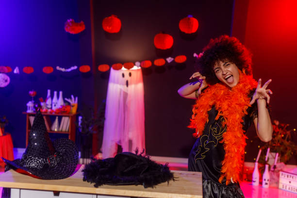 istock Having fun while waiting for guests to join the Halloween party 2040006562
