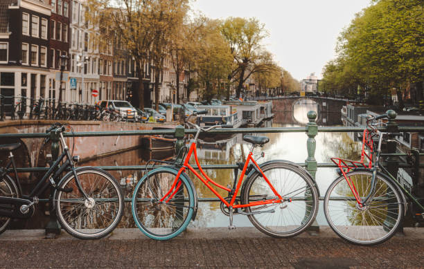 istock Bicycles parked on a bridge in Amsterdam 2040035597