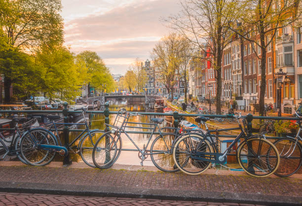 istock Bicycles parked on a bridge in Amsterdam 2040037788