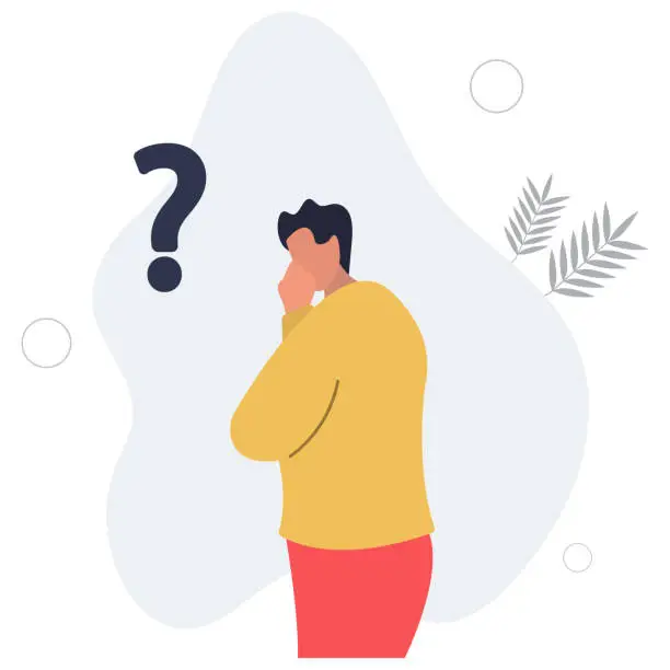 Vector illustration of thoughtful man. concept of Brainstorming .flat vector illustration.