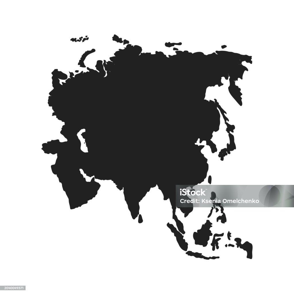 Geography Asia Map Vector Asia Map Vector Black Color Isolated On White Background Stock ...