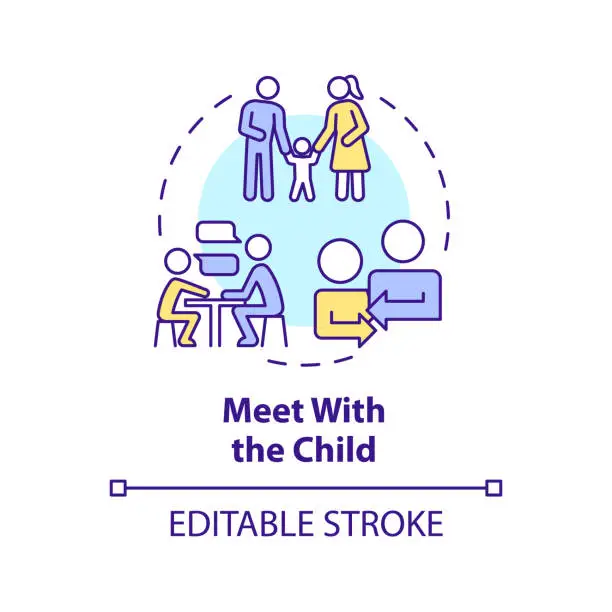 Vector illustration of Meet with child multi color concept icon