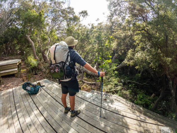 istock Long distance hiker arrives at camping platform 2040067858