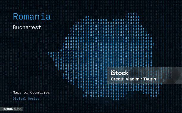 Romania Map Shown In Binary Code Pattern Matrix Numbers Zero One Stock ...