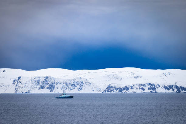 Arctic landscape with cloudy sky.Hammerfest - Norway.