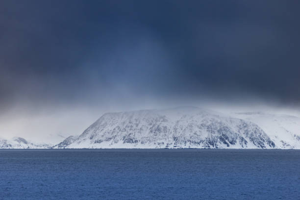 Arctic landscape with cloudy sky.Hammerfest - Norway.