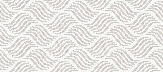 Geometric wavy gray and white texture. Vector wave seamless pattern.  simple geometric curve texture background.