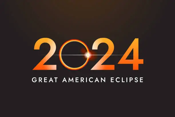 Vector illustration of Solar Eclipse 2024