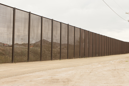 The Border Wall or Fence that separates El Paso, Texas, from Juarez, Mexico